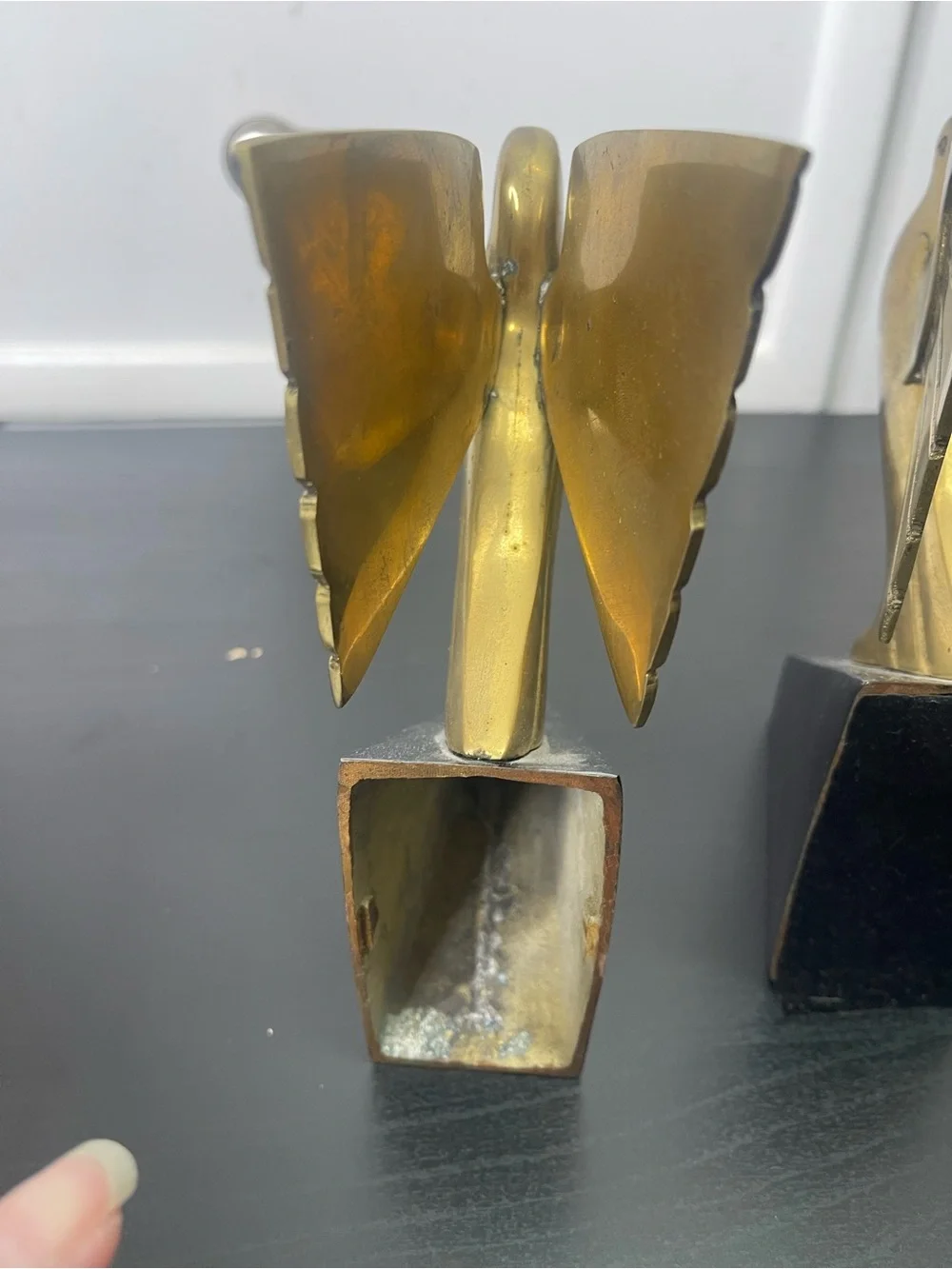 Vintage 1970s Brass  Bird Dove Pigeon Eagle  Bookend Korea Art Deco MCM